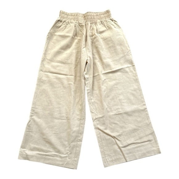 Beige Wide-Leg Pants cropped - Picture 1 of 5